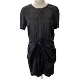 Isabel Marant New Black Silk Tie Front Mini Dress M