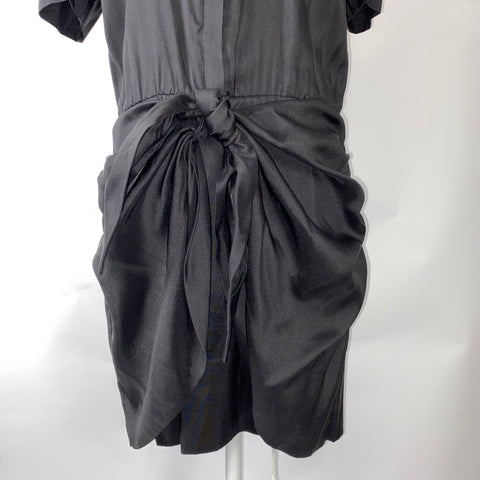 Isabel Marant New Black Silk Tie Front Mini Dress M