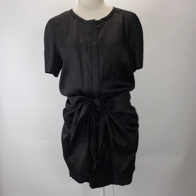 Isabel Marant New Black Silk Tie Front Mini Dress M