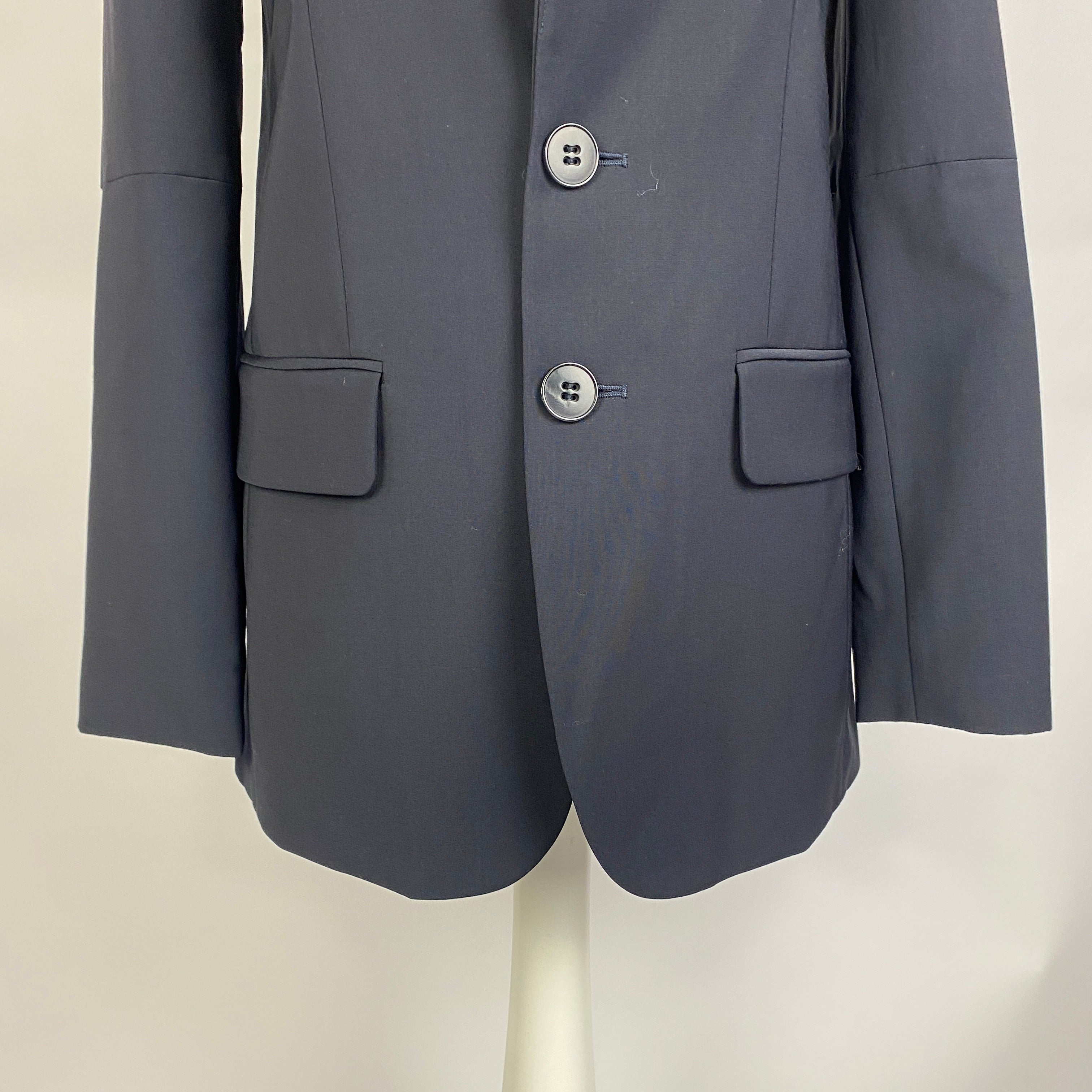 Tibi New $650 Navy Tropical Wool Cutout Sleeve Marlon Blazer XS
