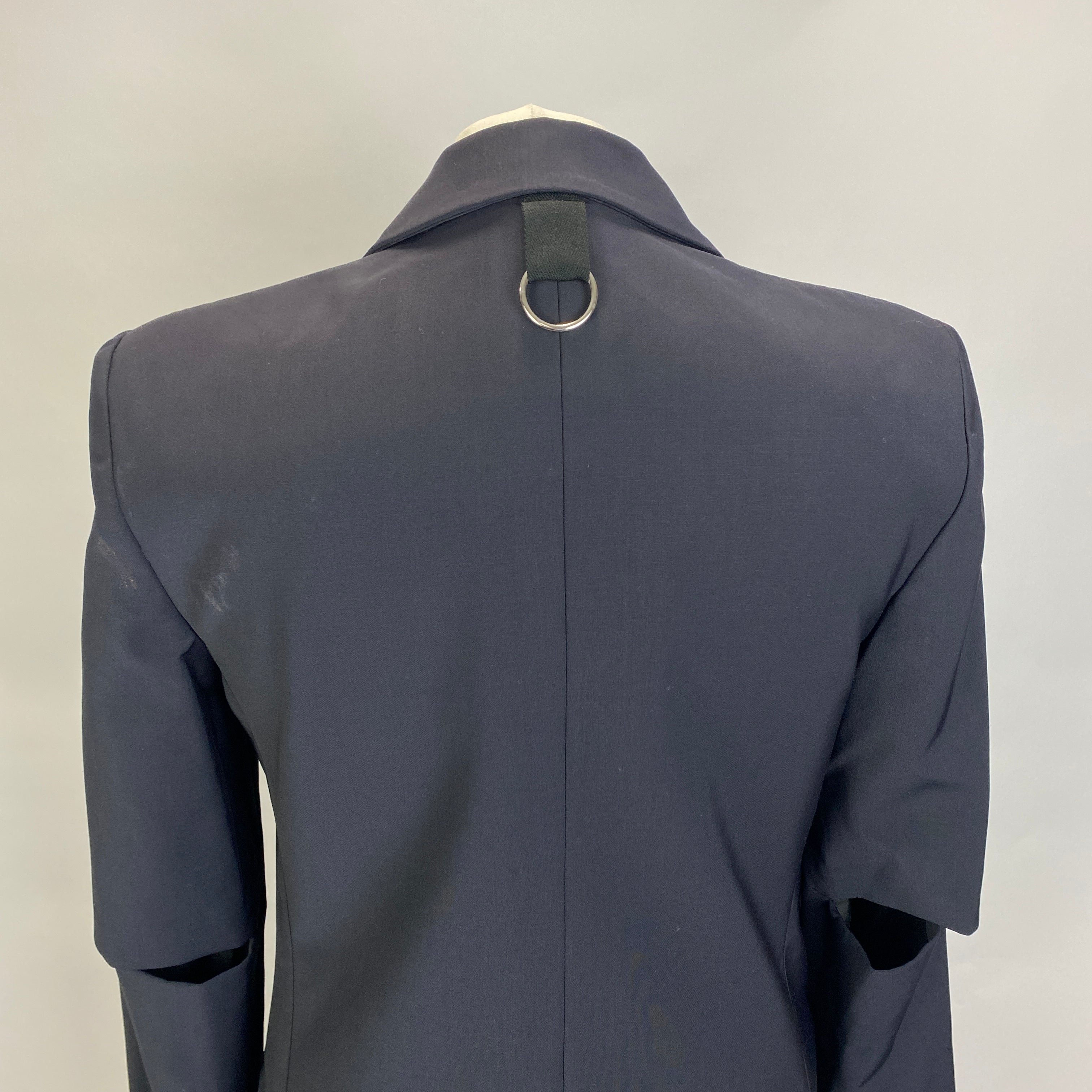 Tibi New $650 Navy Tropical Wool Cutout Sleeve Marlon Blazer XS
