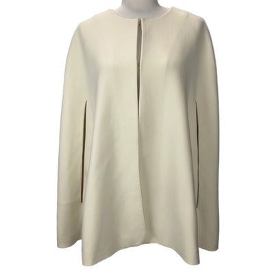 Alice & Olivia $484 Cream Leather Trim Trisha Cape M