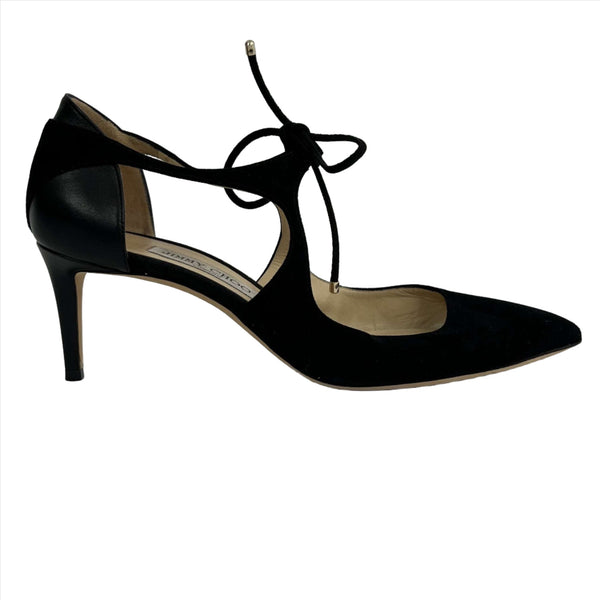 Jimmy Choo Black Suede Leather Low Heel Pumps 40 Shonamac