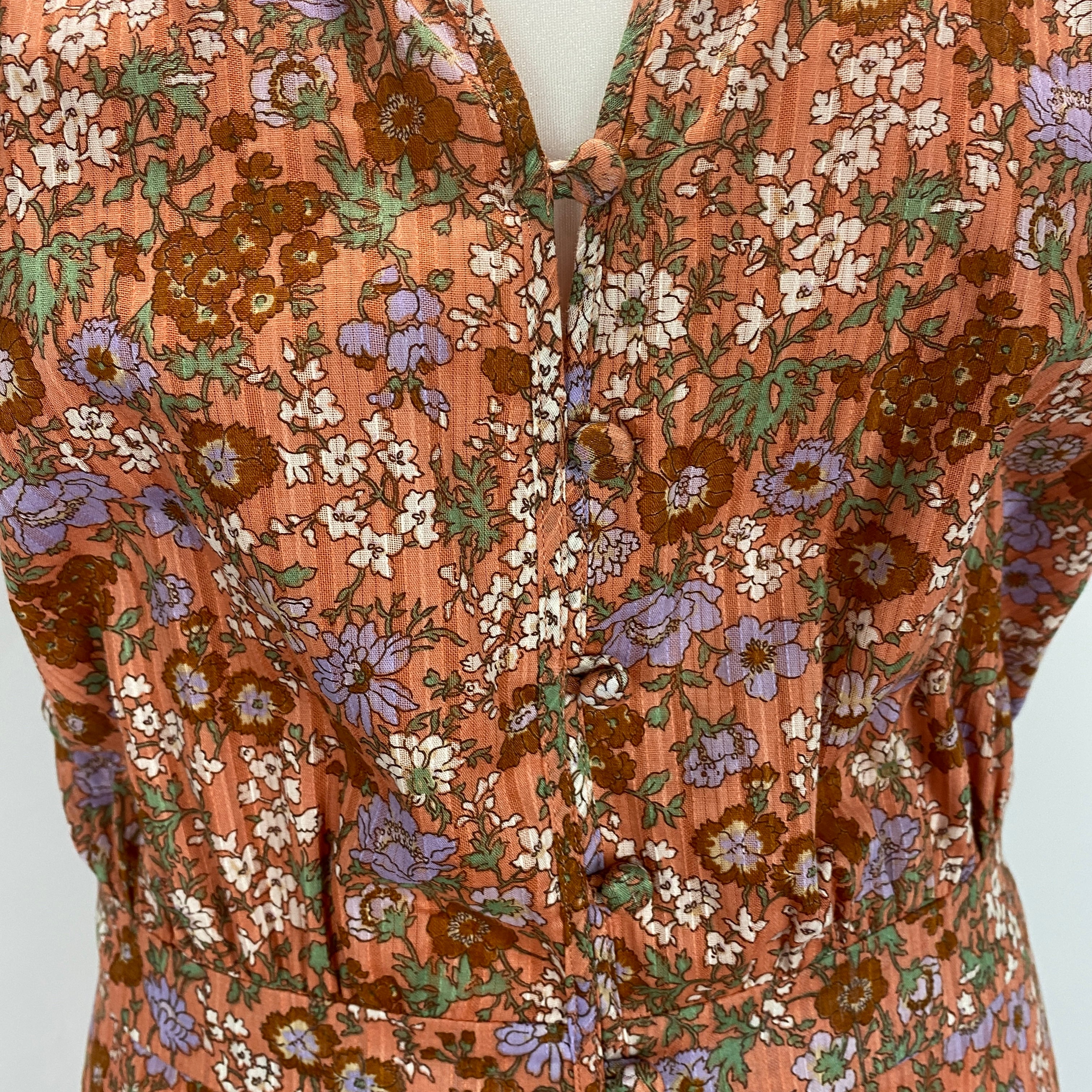 Veronica Beard Salmon Floral Button Down Maxi Dress M