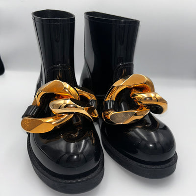 JW Anderson New £335 Black Chain Rubber Boots 40