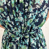 Zimmermann Navy & Aqua Floral Silk Chiffon Maxi Dress XS/S/M