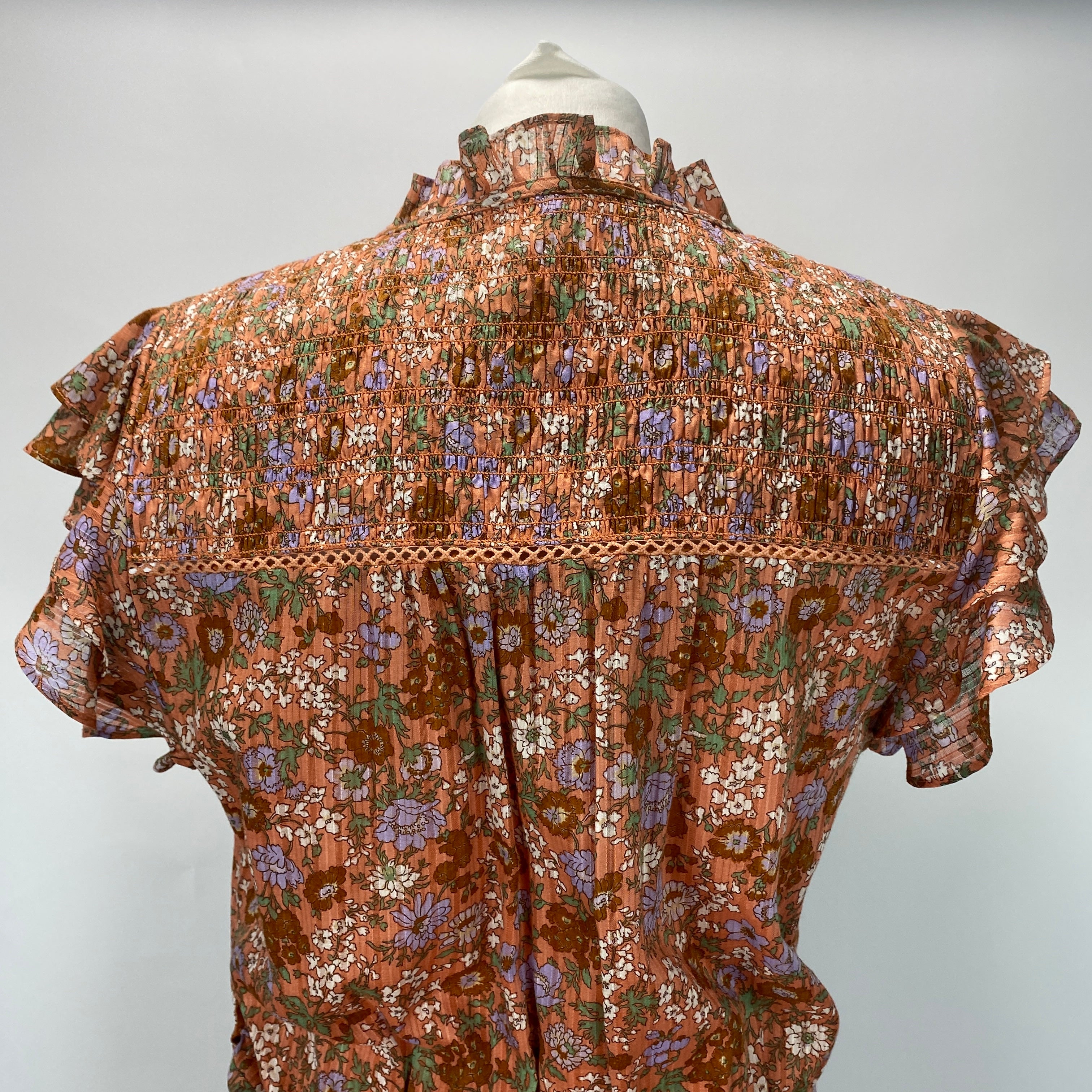 Veronica Beard Salmon Floral Button Down Maxi Dress M