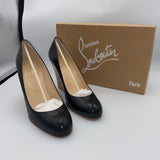 Christian Louboutin Black Leather Wedge Pumps 38