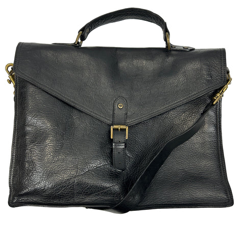 Mulberry Black Pebbled Leather Envelope Briefcase