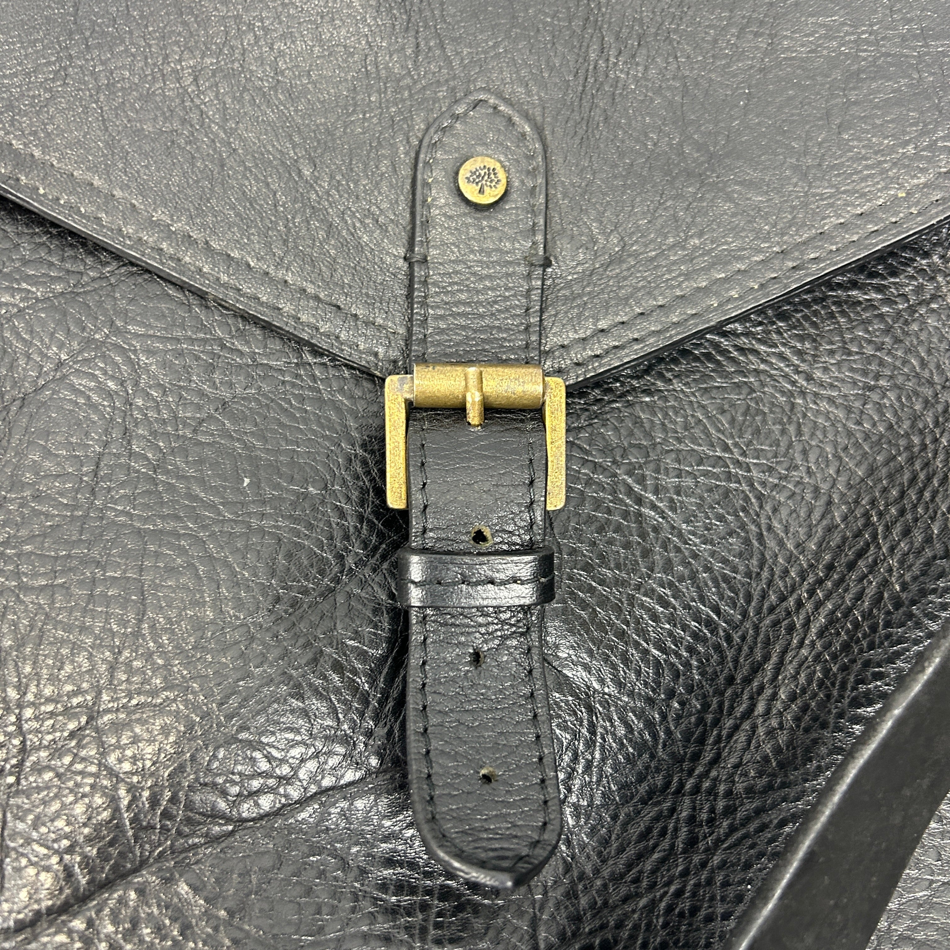 Mulberry Black Pebbled Leather Envelope Briefcase
