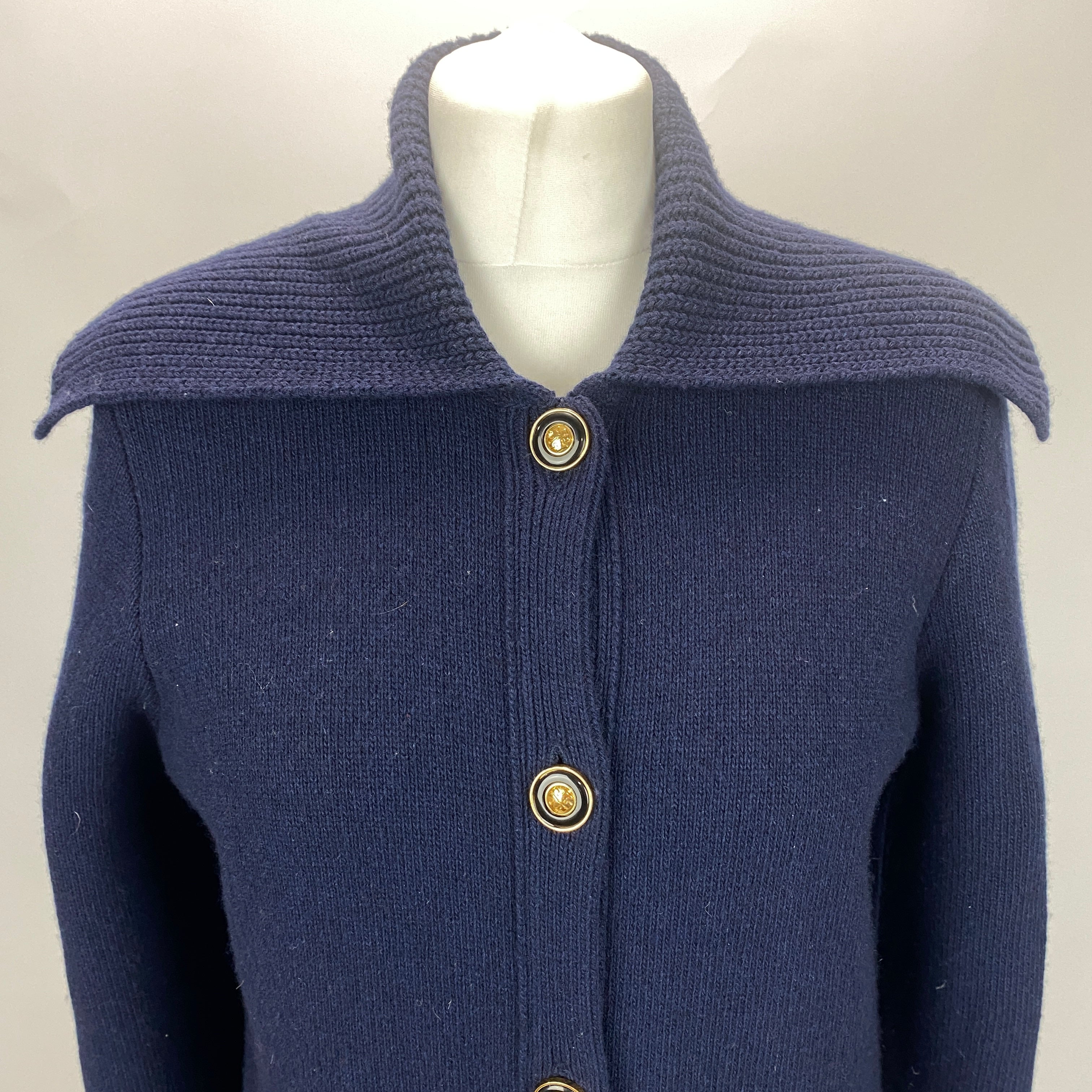Tory Burch Navy & Ruby Wool Knit Coat S