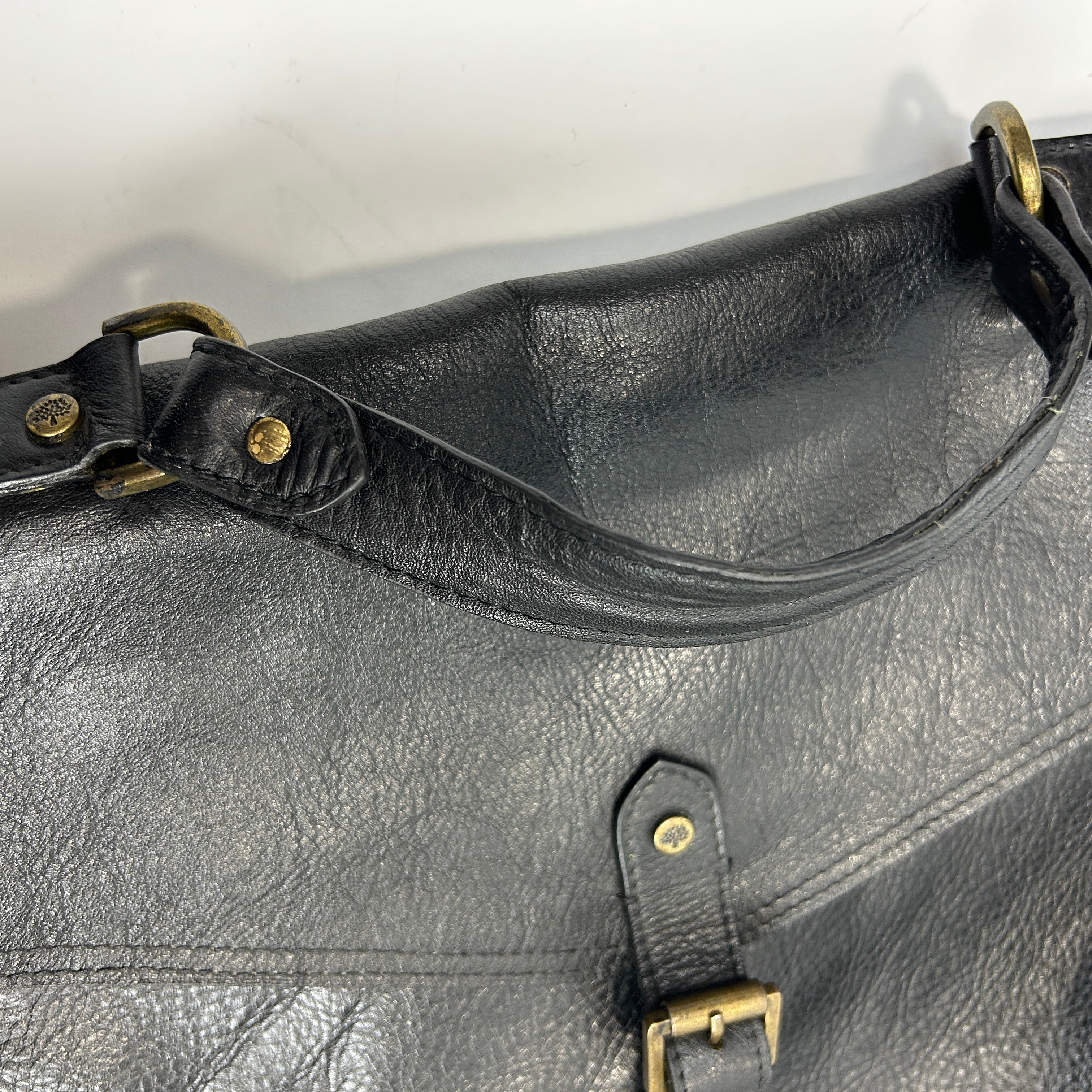 Mulberry Black Pebbled Leather Envelope Briefcase