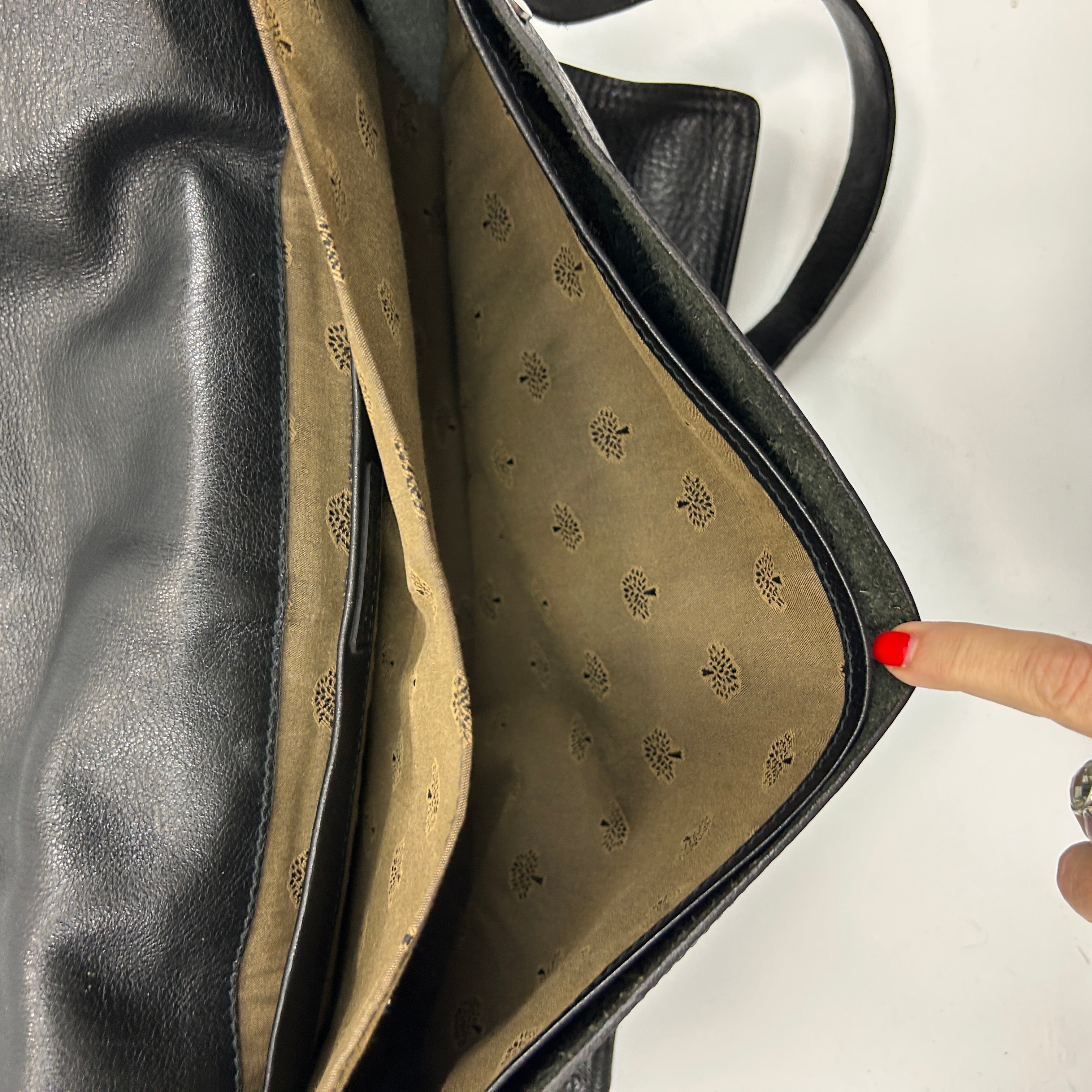 Mulberry Black Pebbled Leather Envelope Briefcase