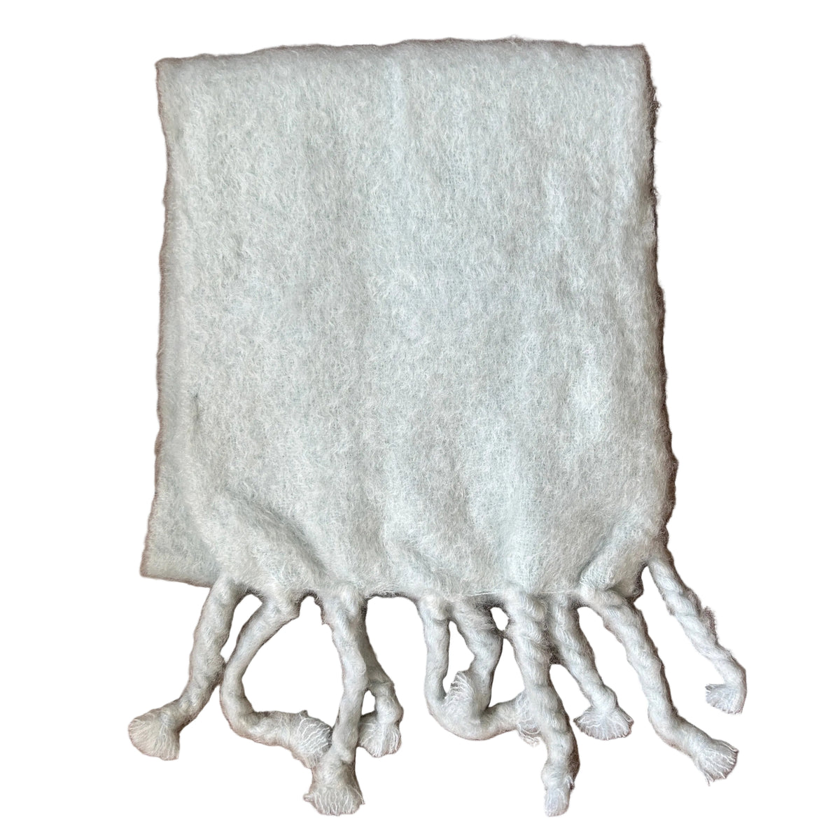 Jil Sander New £360 Pastel Mint Fringed Mohair Scarf