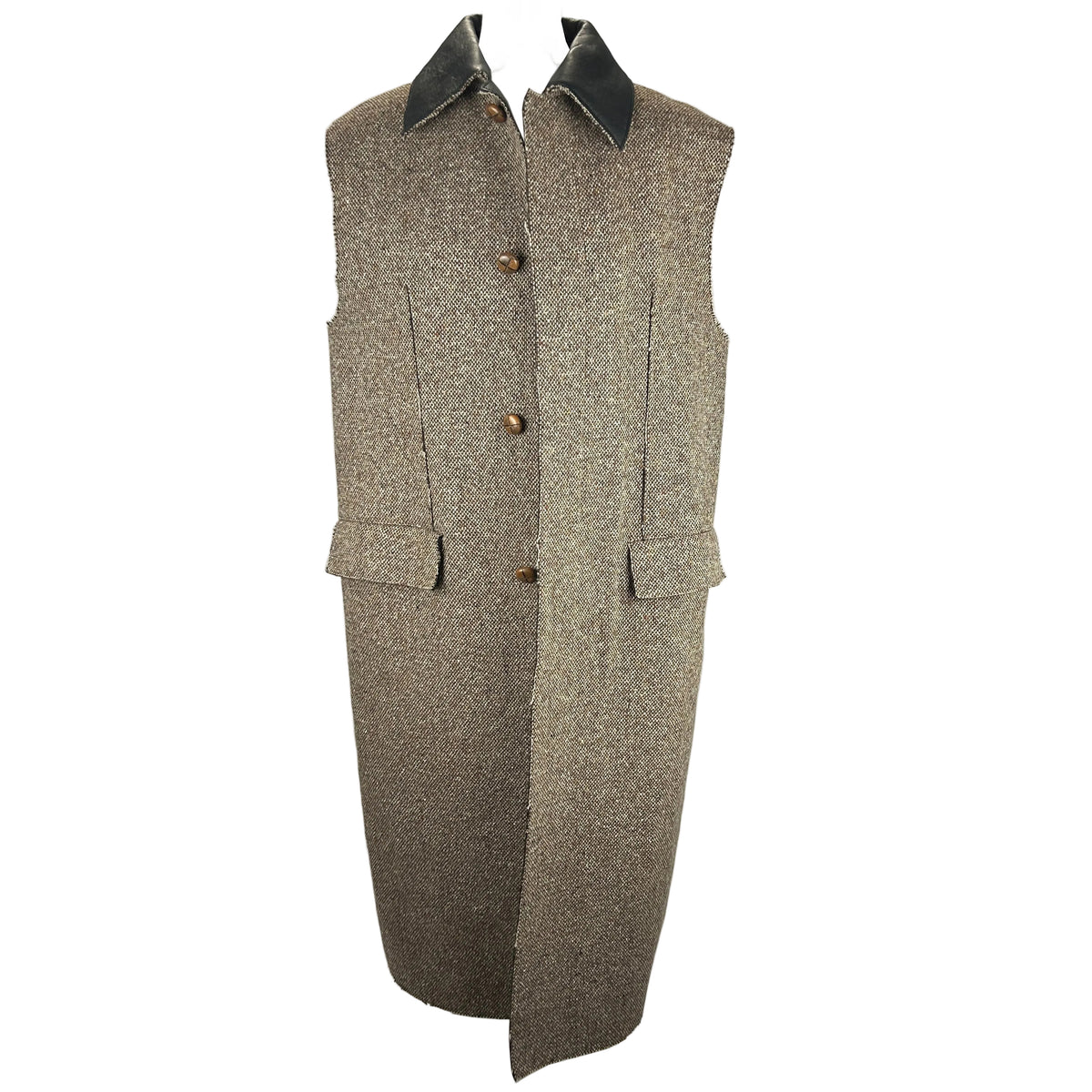 Marni New £2495 Brown Tweed Sleeveless Coat M