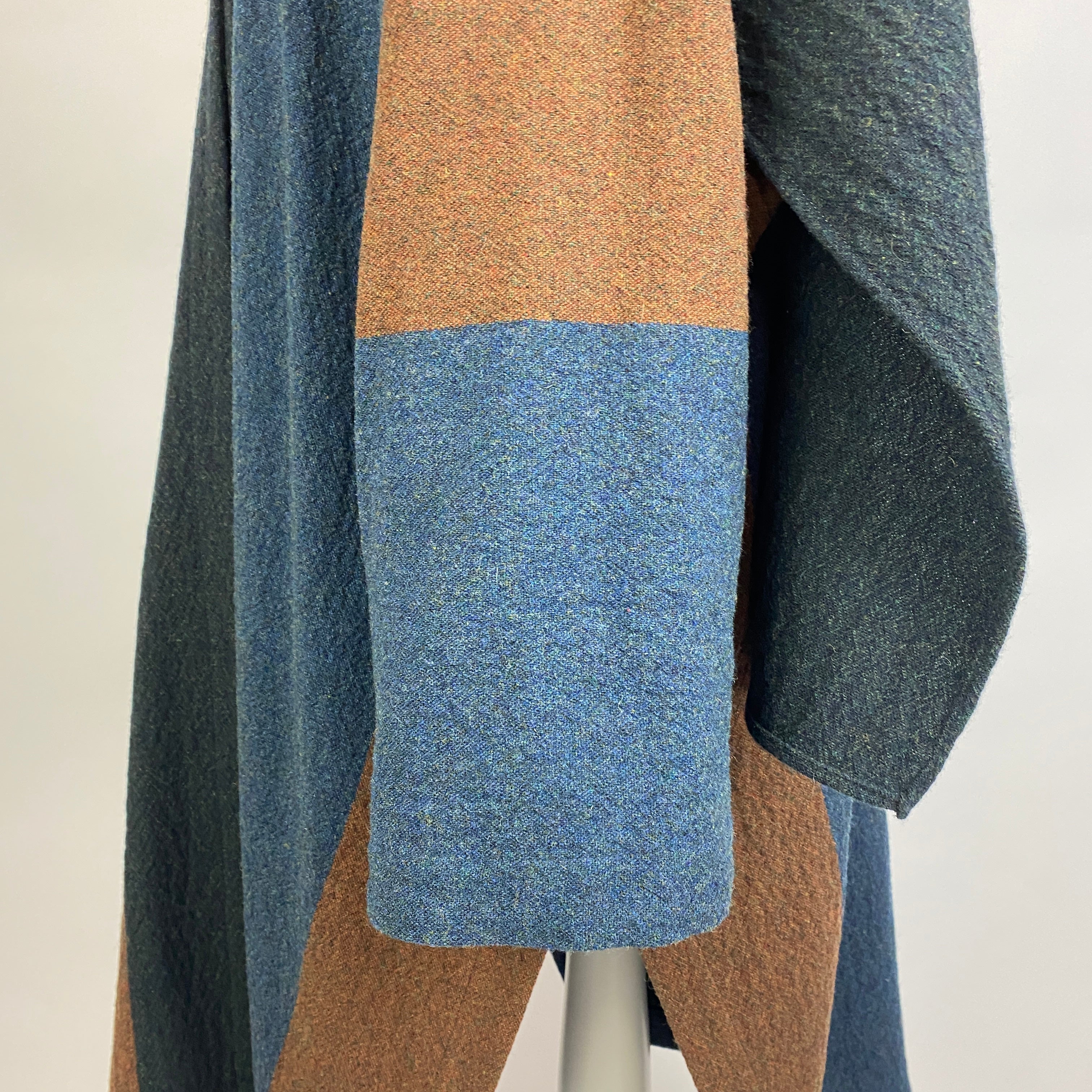 Masscob Navy & Tobacco Textured Wool Coat O/S