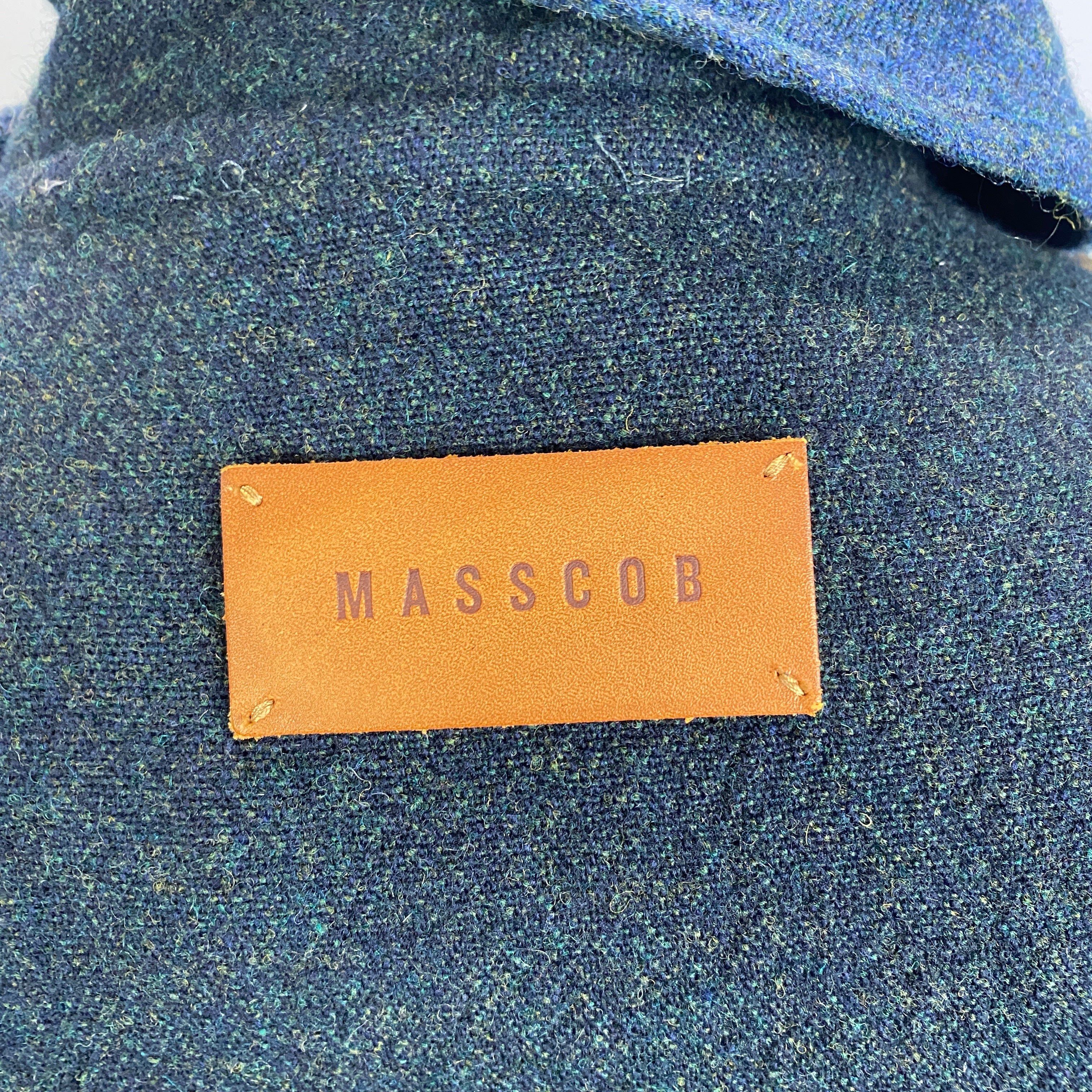 Masscob Navy & Tobacco Textured Wool Coat O/S