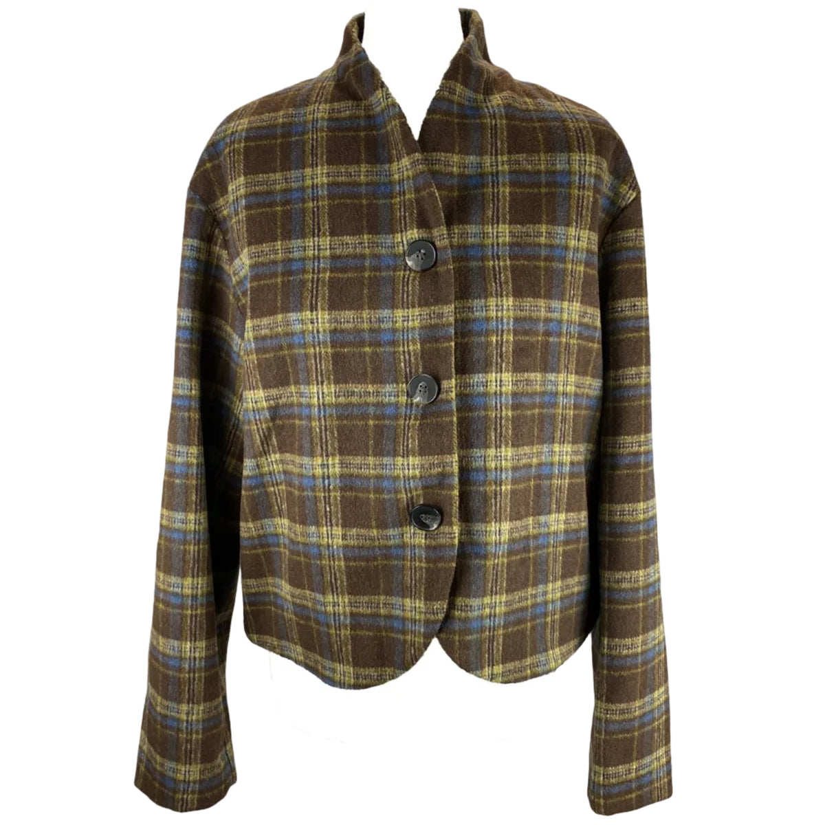 Reformation New £348 Chocolate & Blue Check Owen Jacket M