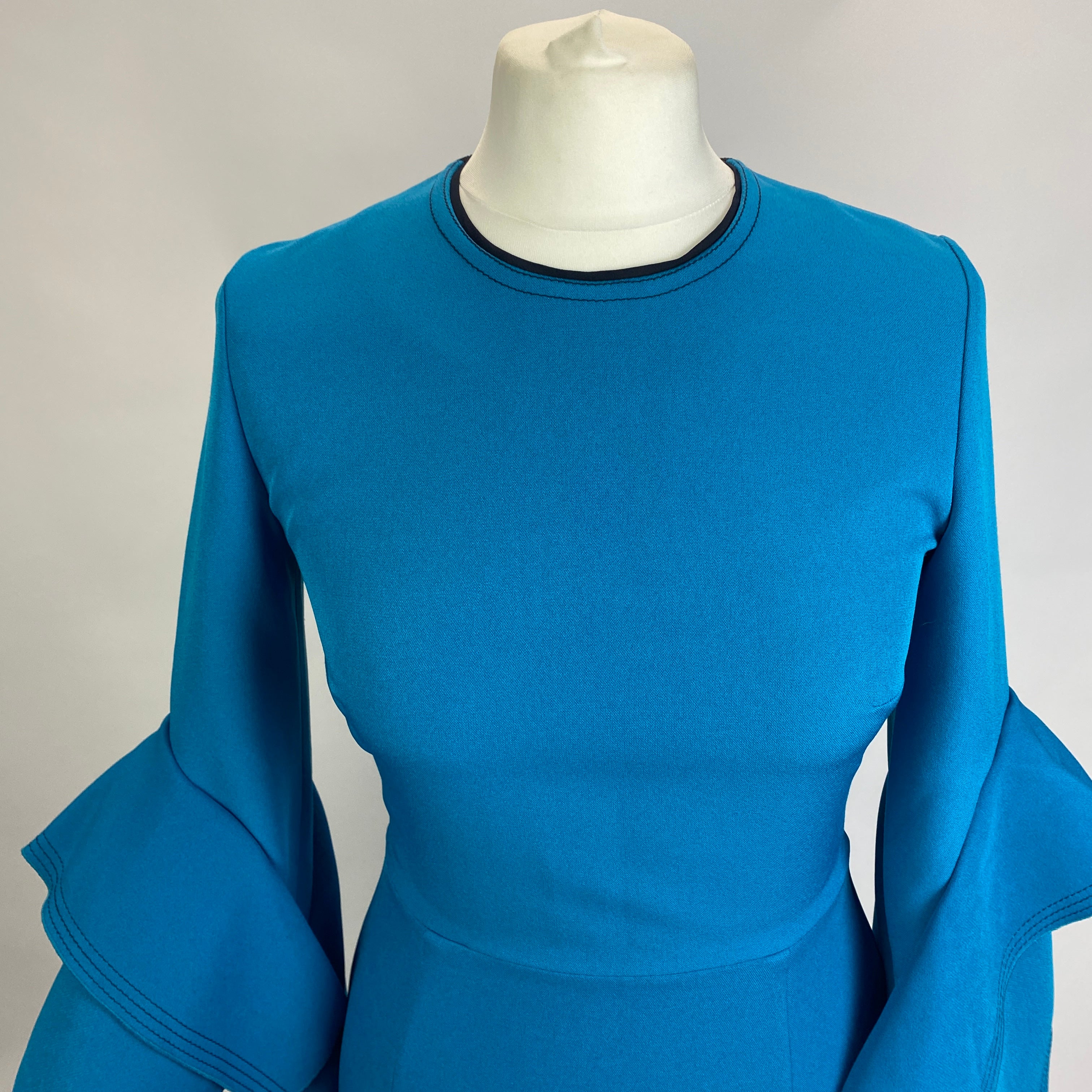 Roksanda New Peacock Crepe Origami Sleeve Midi Dress XXS