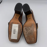 Gucci Tan Distressed Peyton GG Heel Loafers 40