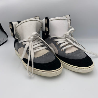 Jimmy Choo Black Grey & Cream Hi Top Trainers 39