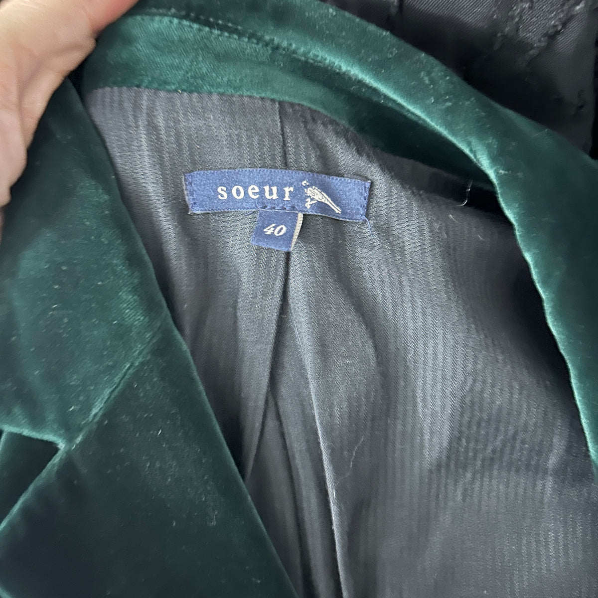 Soeur New £340 Bottle Green Velvet Classic Blazer M
