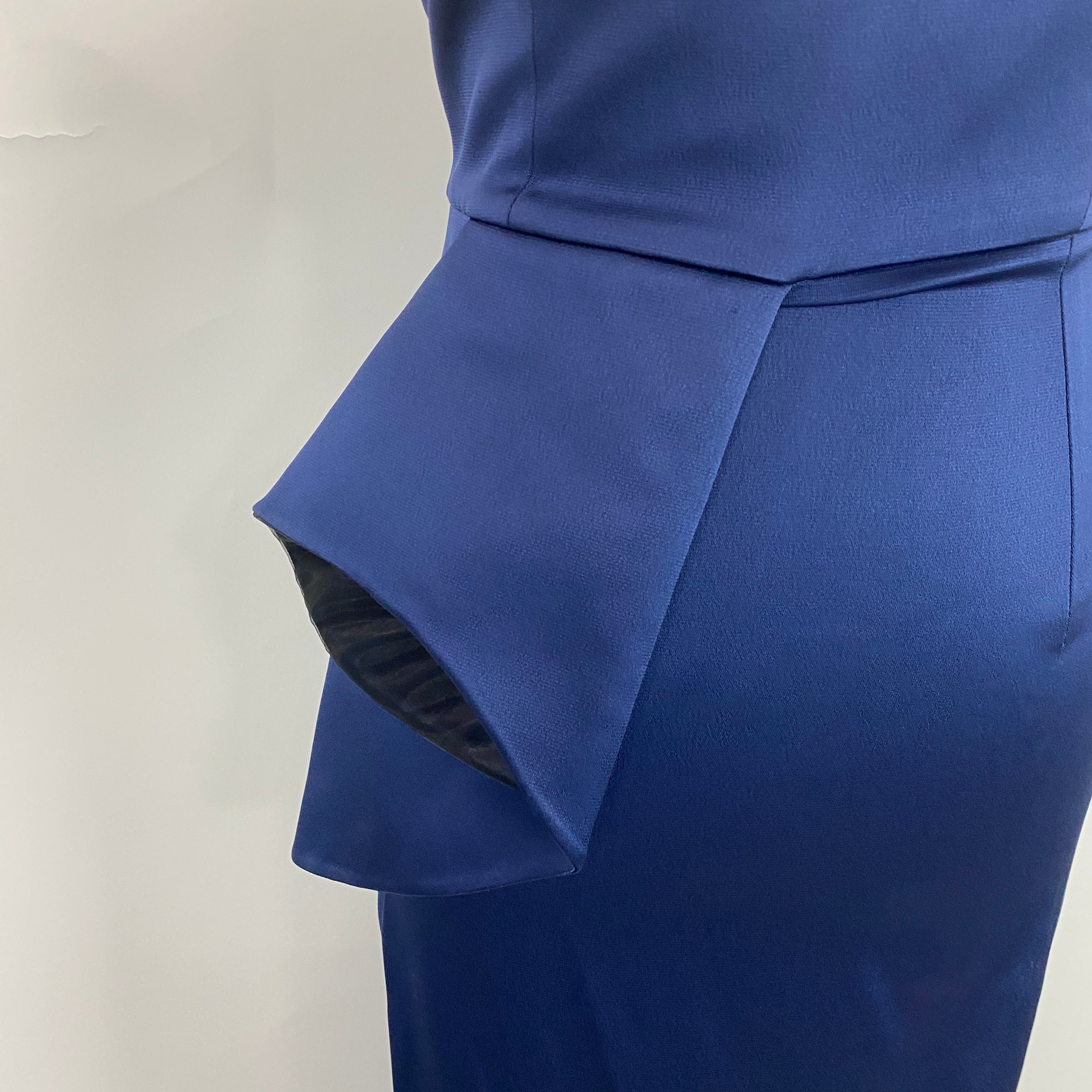 Safiyaa £1495 Navy Satin One Shoulder Evening Gown S