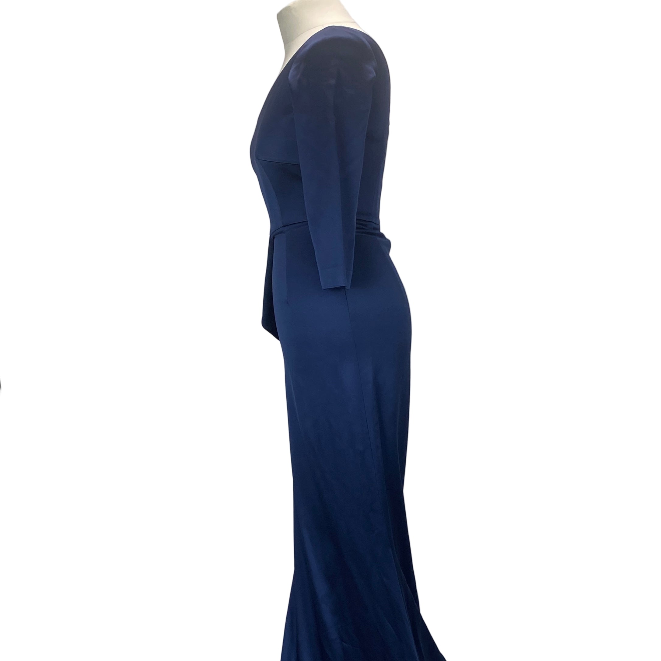 Safiyaa £1495 Navy Satin One Shoulder Evening Gown S