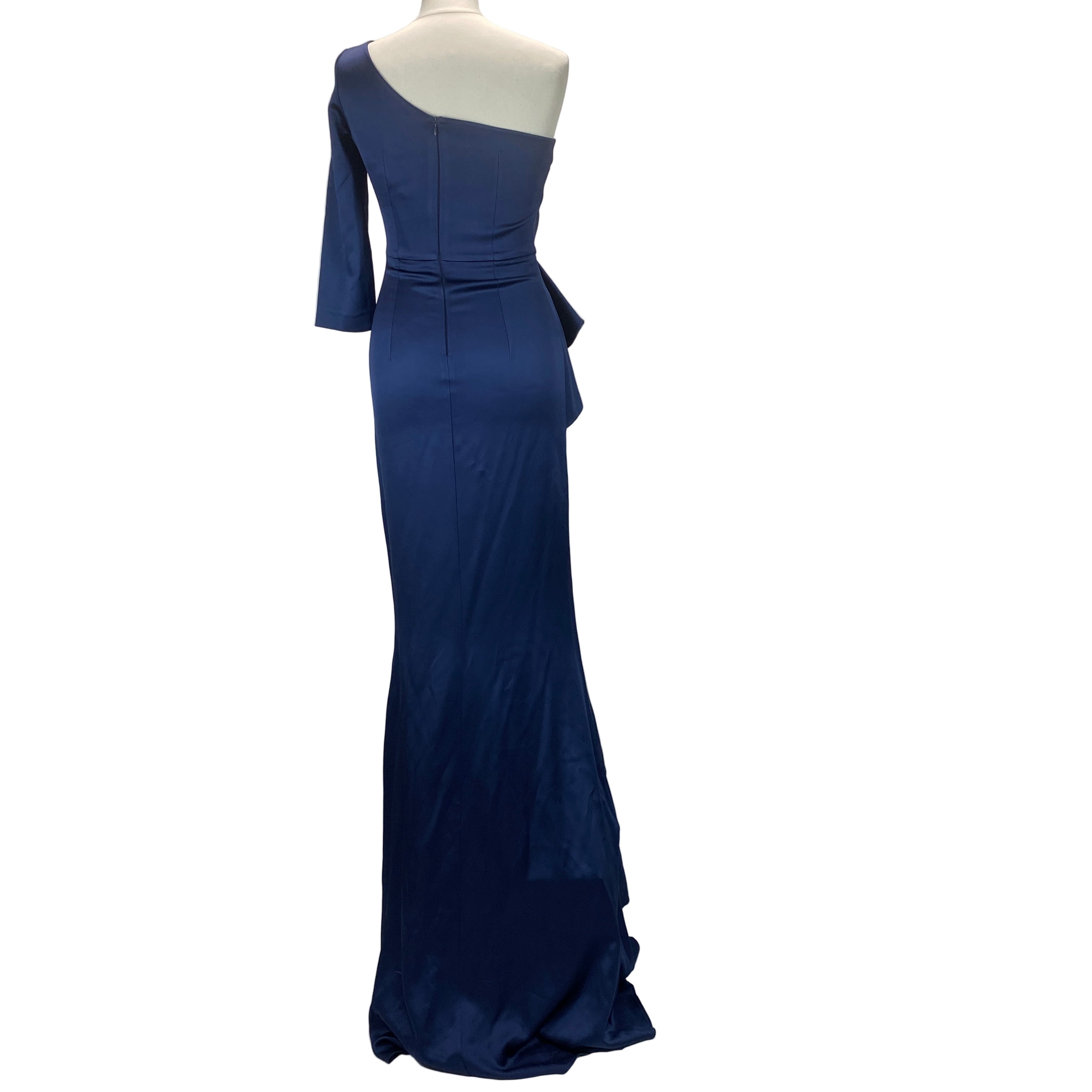 Safiyaa £1495 Navy Satin One Shoulder Evening Gown S