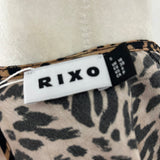 Rixo Brand New Black & Camel Leopardprint Maxi Dress S