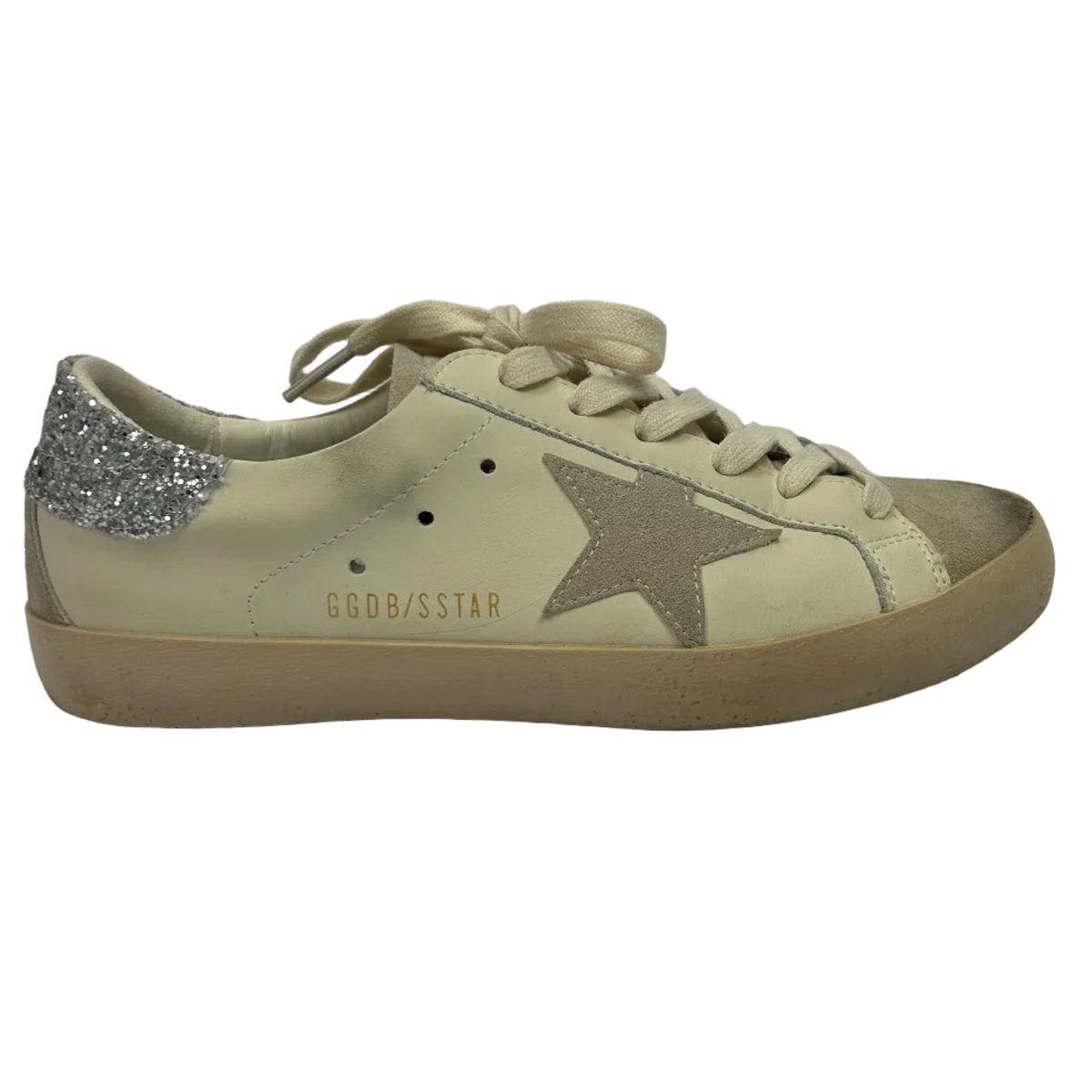 Golden Goose New £535 Cream & Silver Superstar Trainers 39