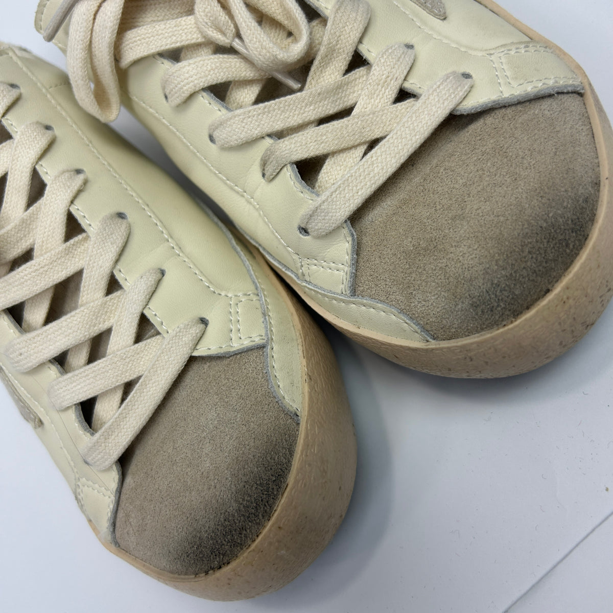 Golden Goose New £535 Cream & Silver Superstar Trainers 39