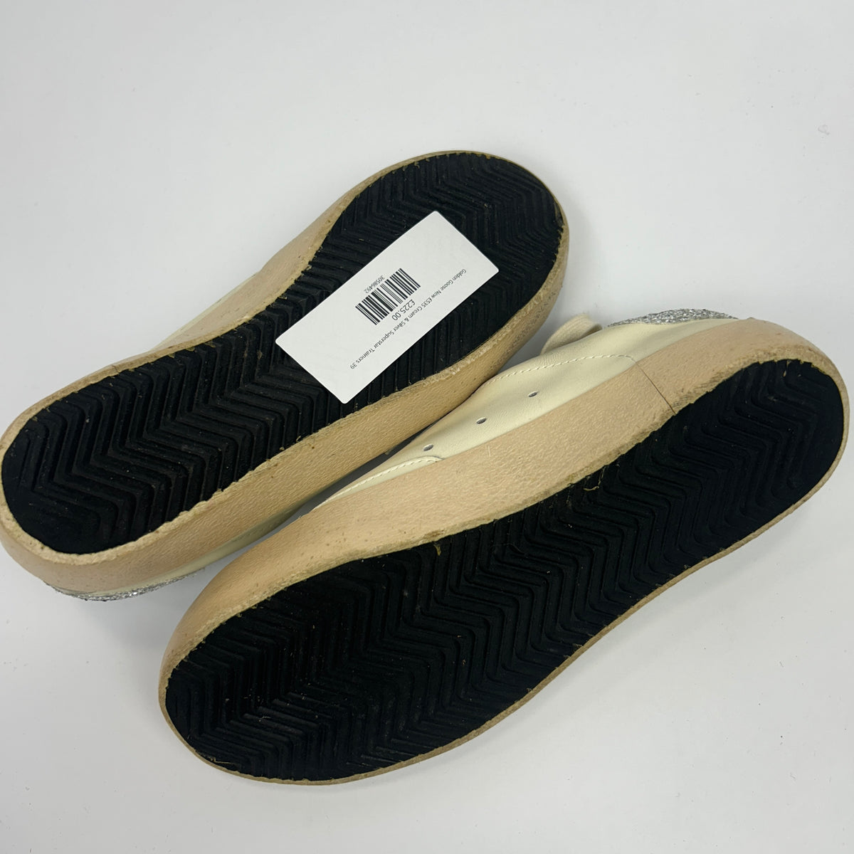 Golden Goose New £535 Cream & Silver Superstar Trainers 39
