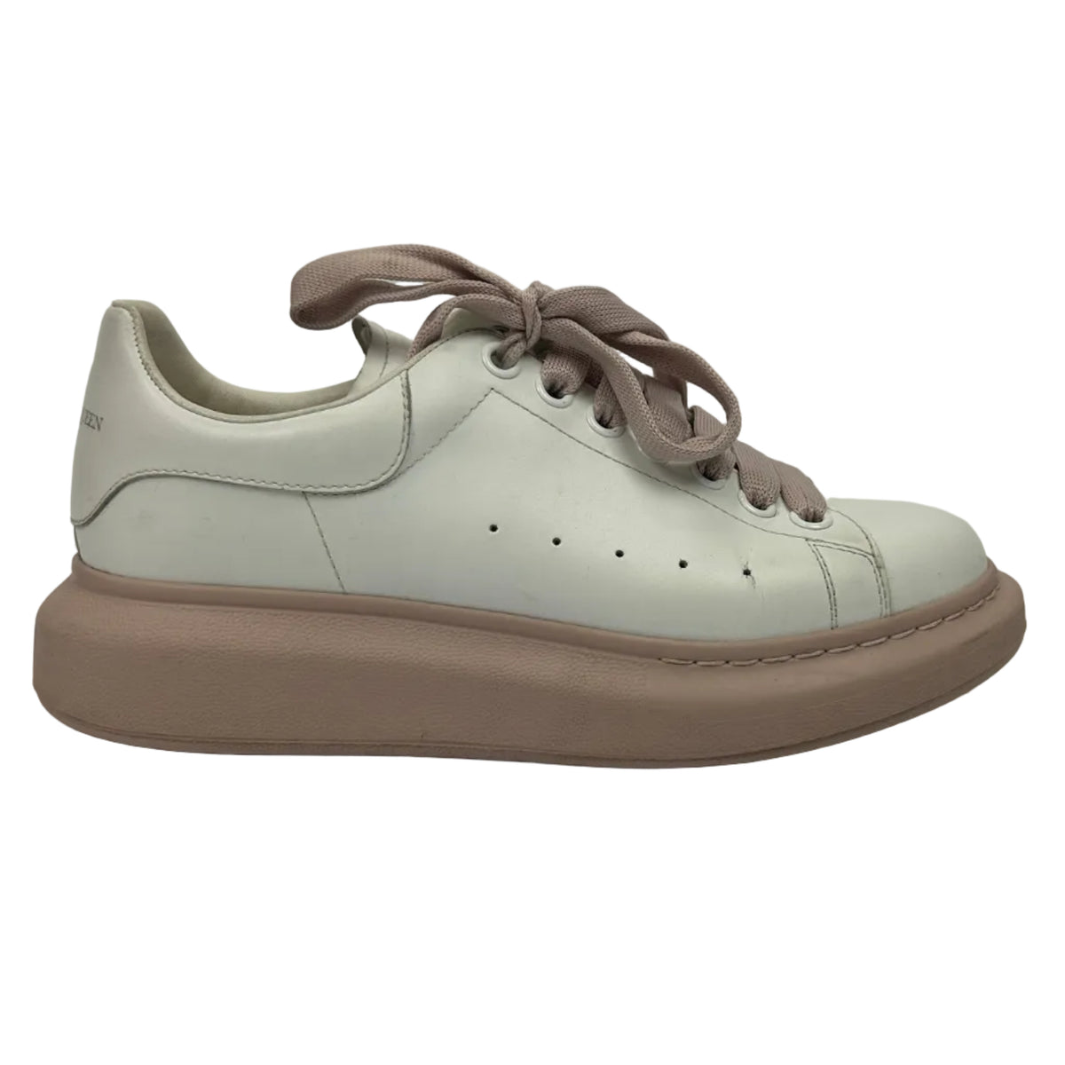 Alexander McQueen White & Rose Leather Runway Trainers 39