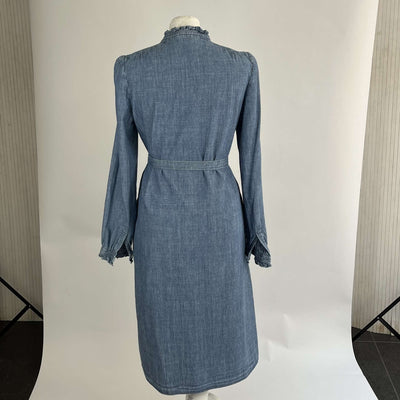 A.P.C. Mid Blue Chambray Belted Shirtdress S