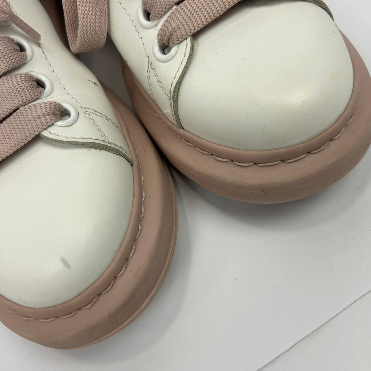 Alexander McQueen White & Rose Leather Runway Trainers 39