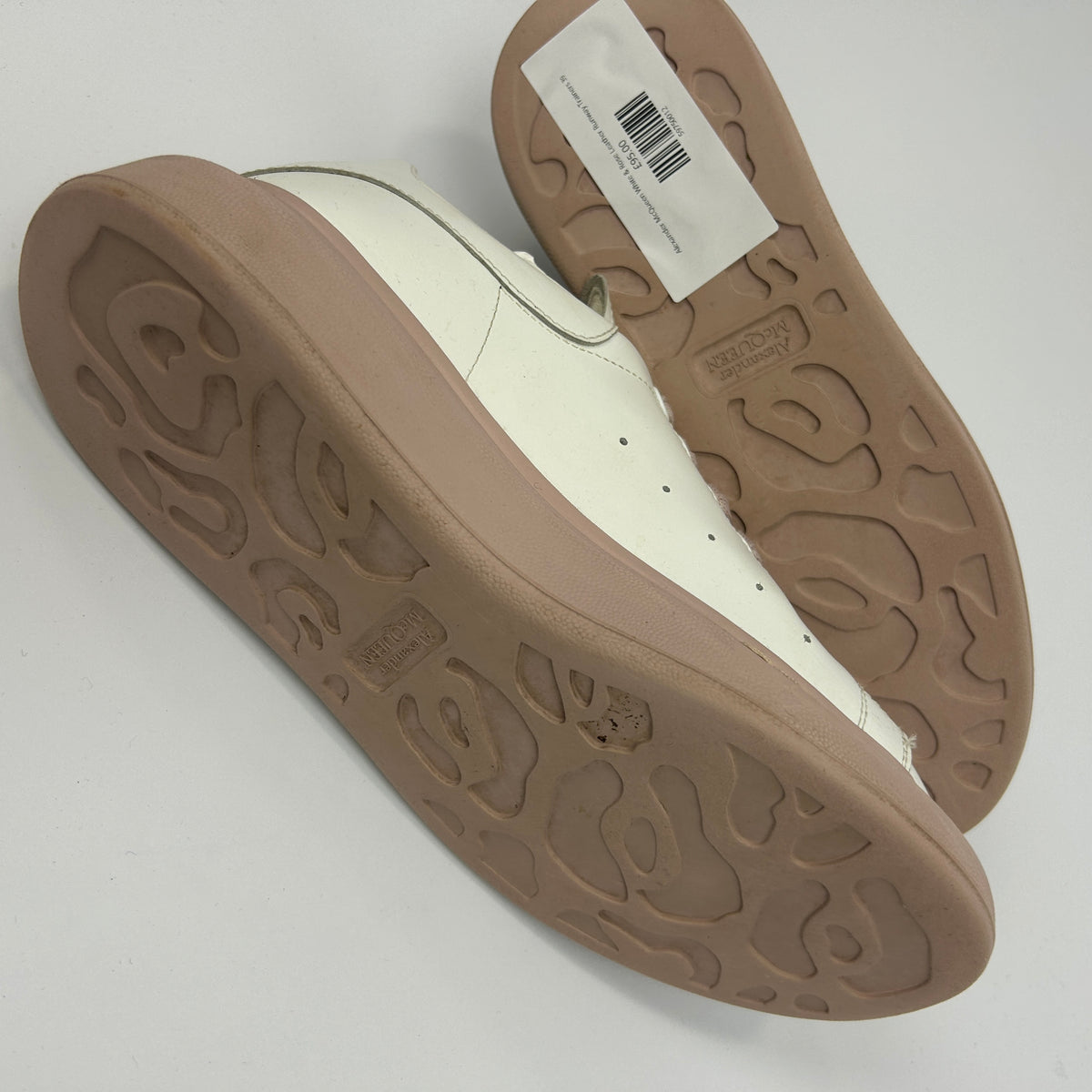 Alexander McQueen White & Rose Leather Runway Trainers 39