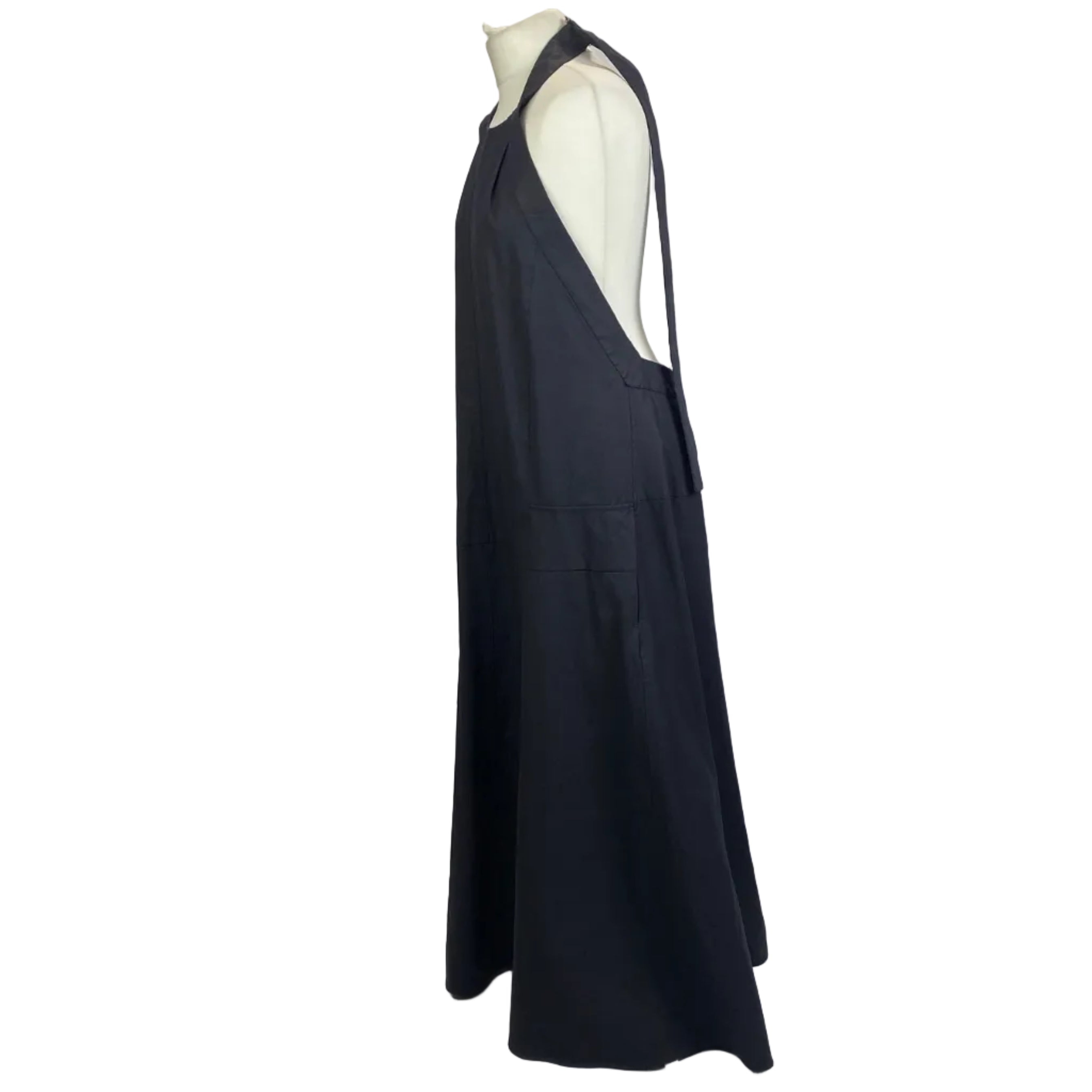 Studio Nicholson Navy Coated Linen Halterneck Dress L