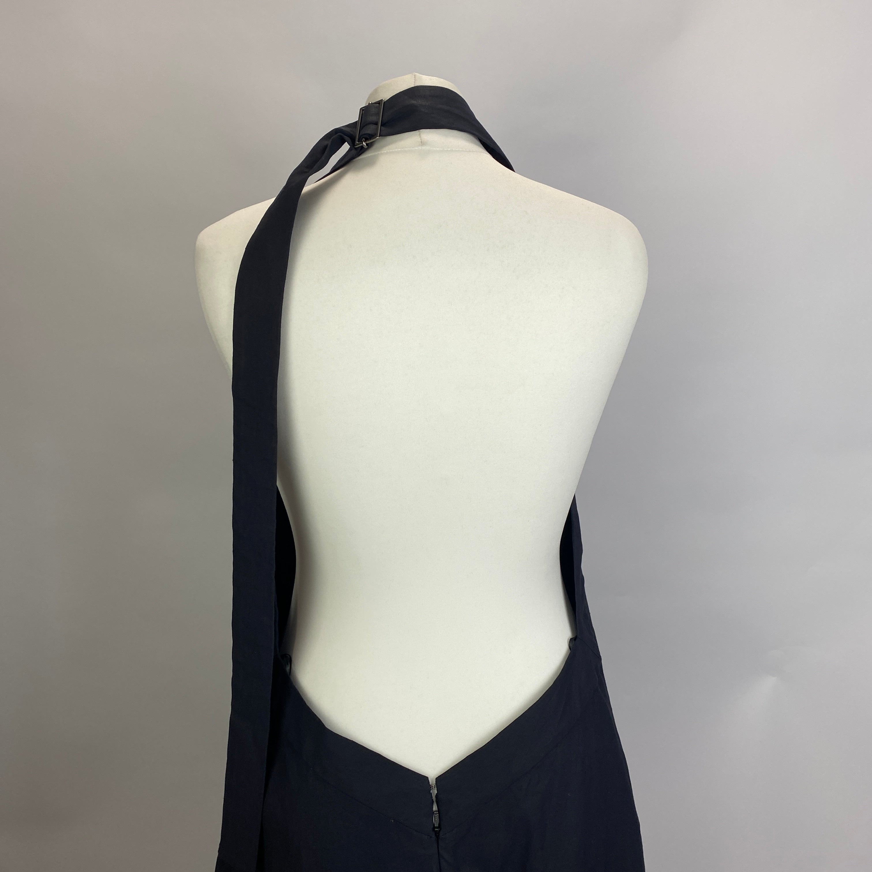 Studio Nicholson Navy Coated Linen Halterneck Dress L