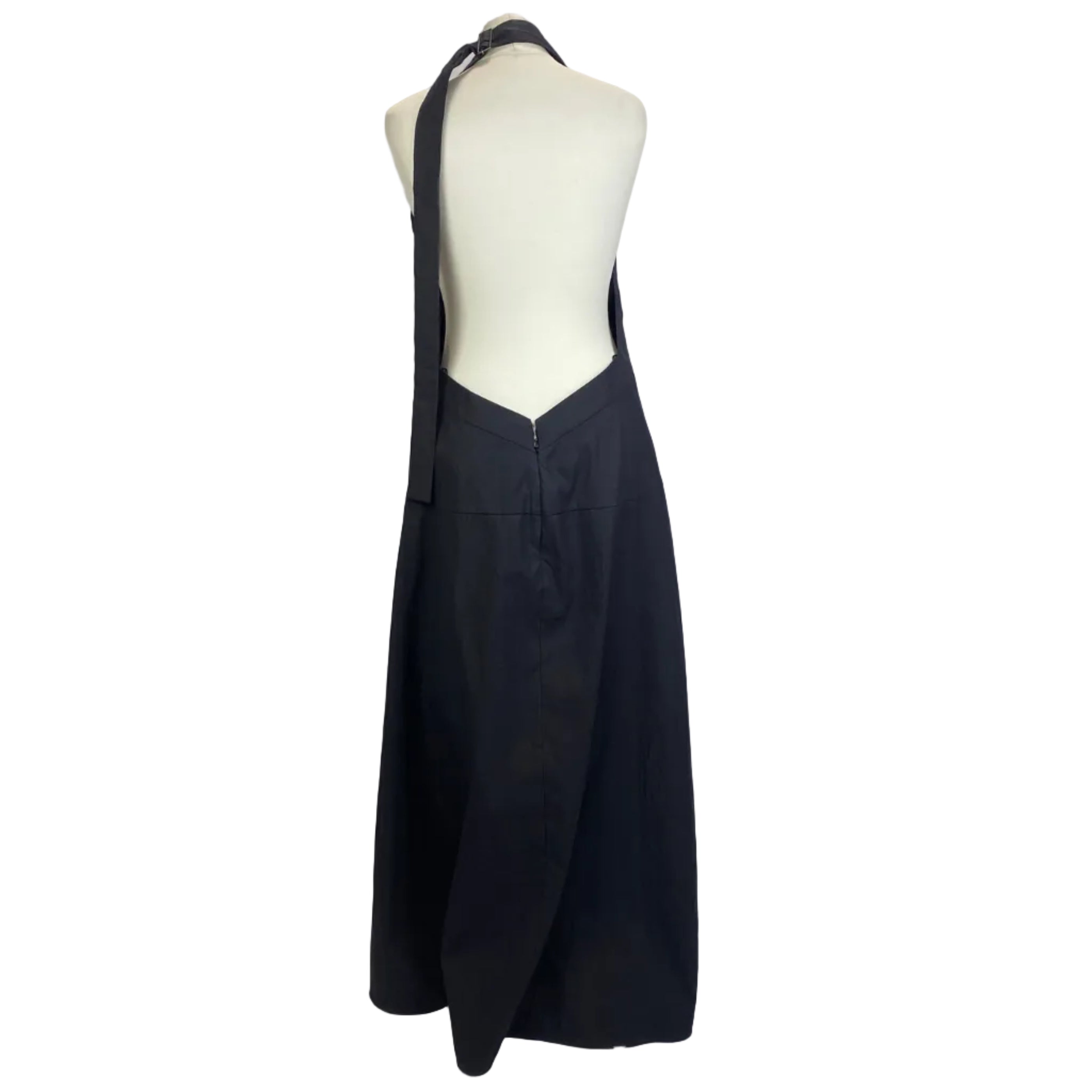 Studio Nicholson Navy Coated Linen Halterneck Dress L