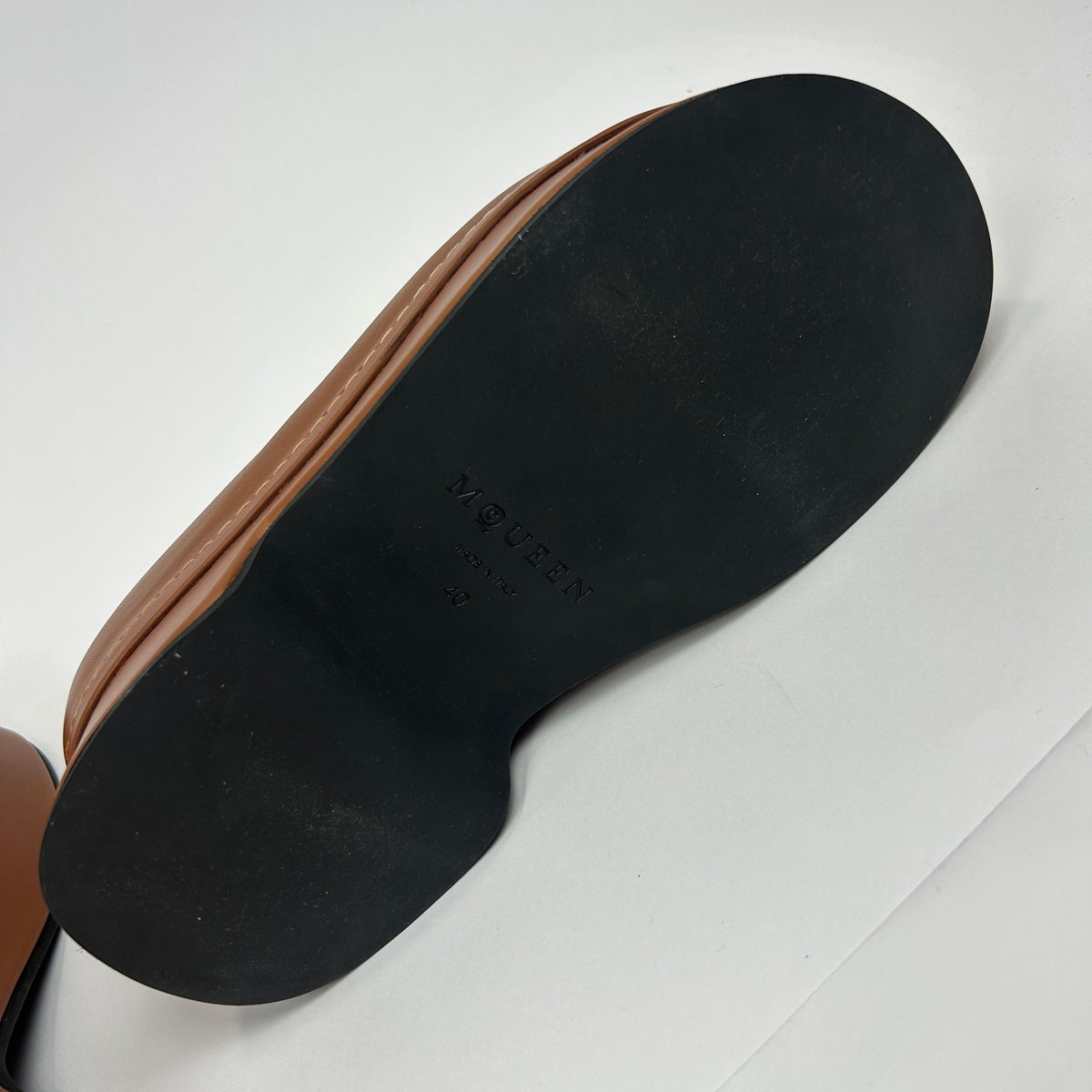 Alexander McQueen New £696 Tan Leather Clog Mules 40
