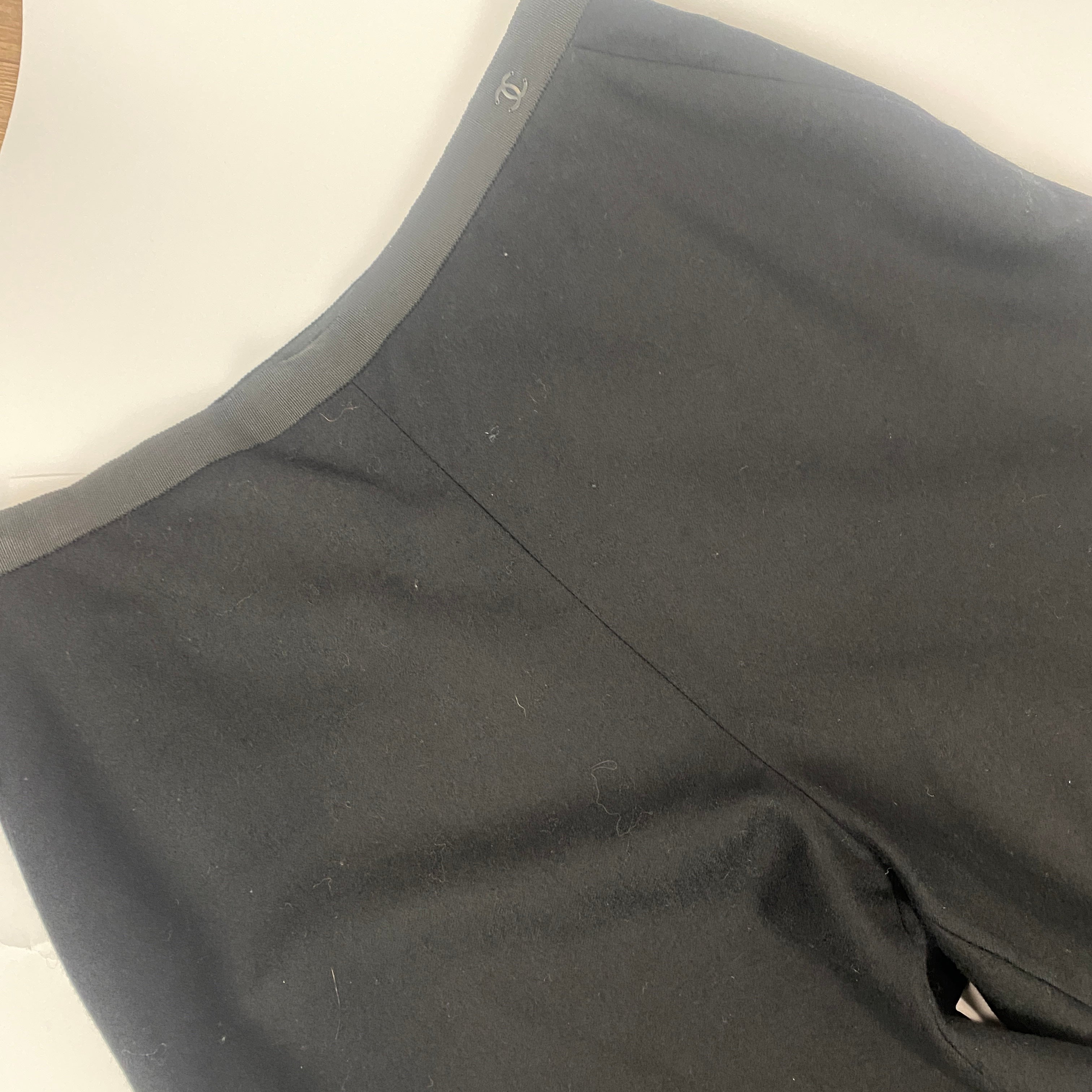 Chanel Black Wool & Cashmere Wide Leg Trousers S