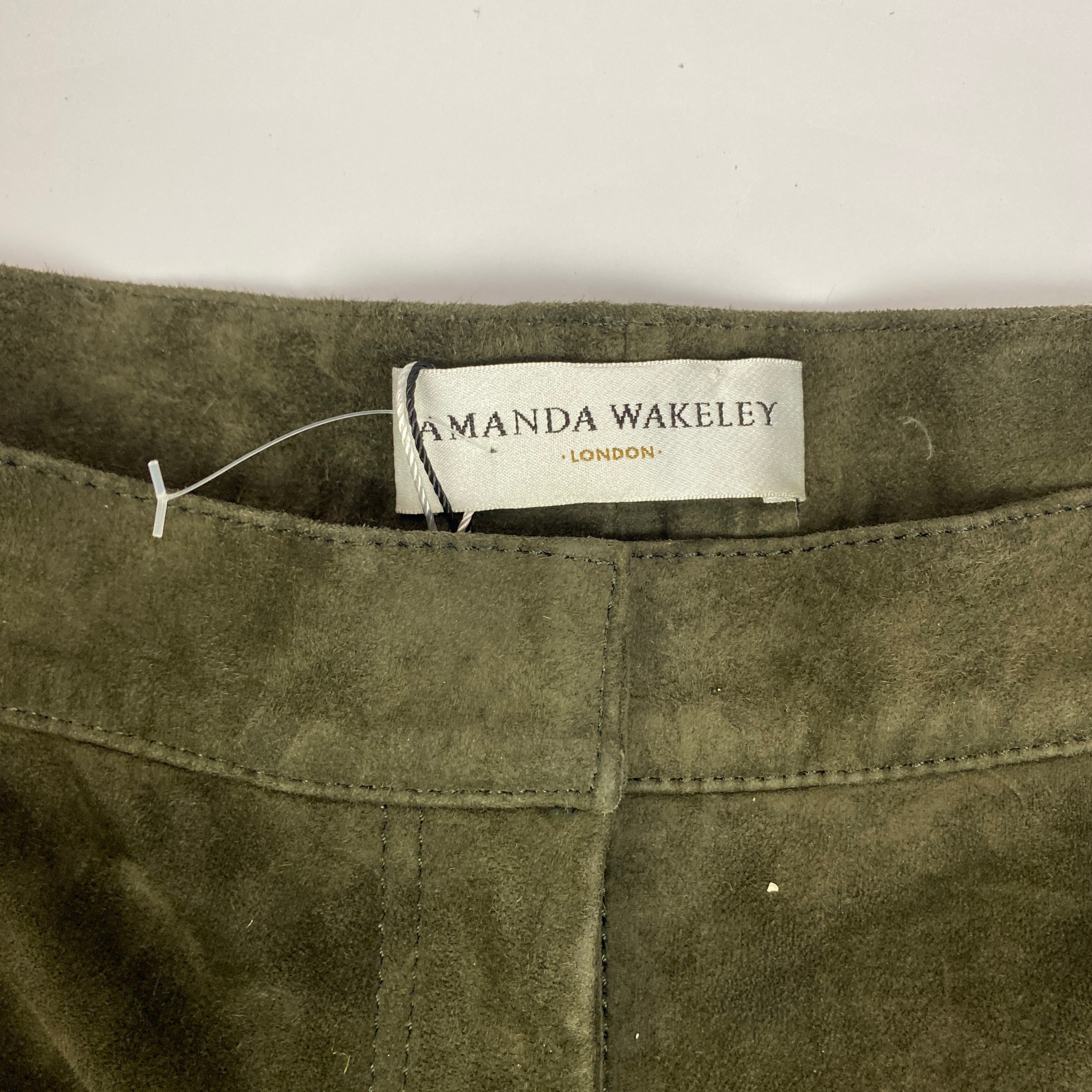 Amanda Wakeley New Khaki Stretch Suede Jeans M