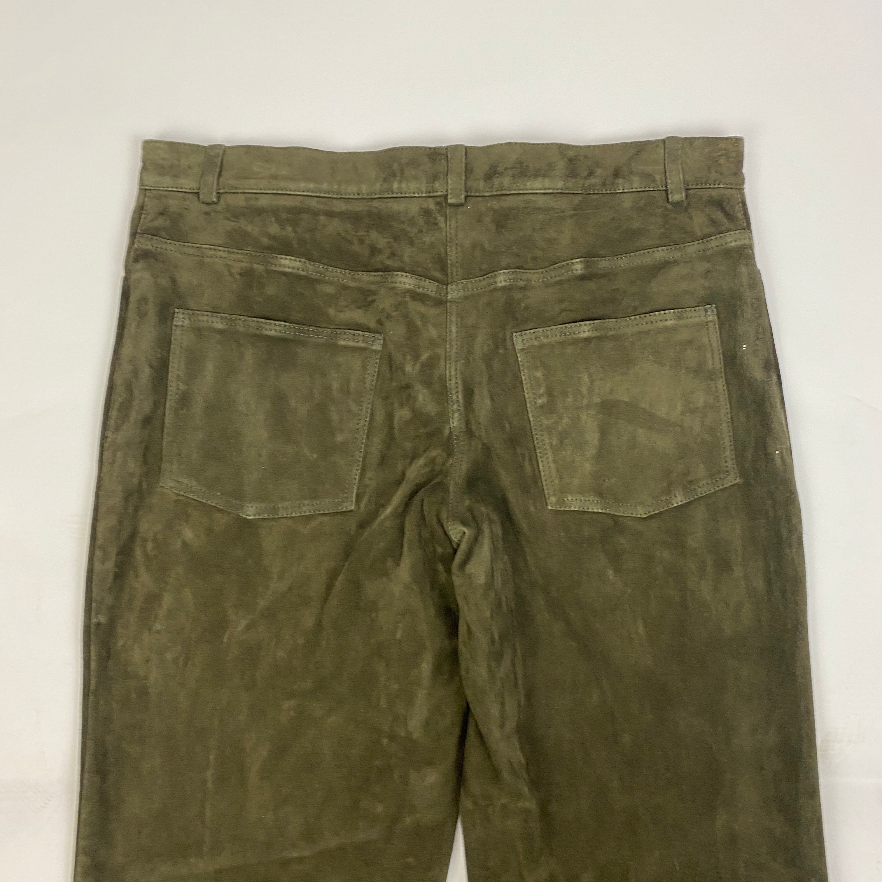 Amanda Wakeley New Khaki Stretch Suede Jeans M