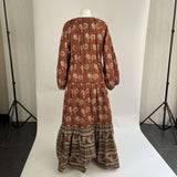 Mille Brand New £254 Claret Floral Cotton Maxi Dress M