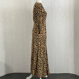 Rixo Camel & Black Cheetah Print Silk Maxi Dress S