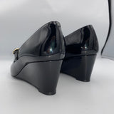 Chanel Brand New £1200 Black Patent Pointed Maryjane Wedge Heels 37.5