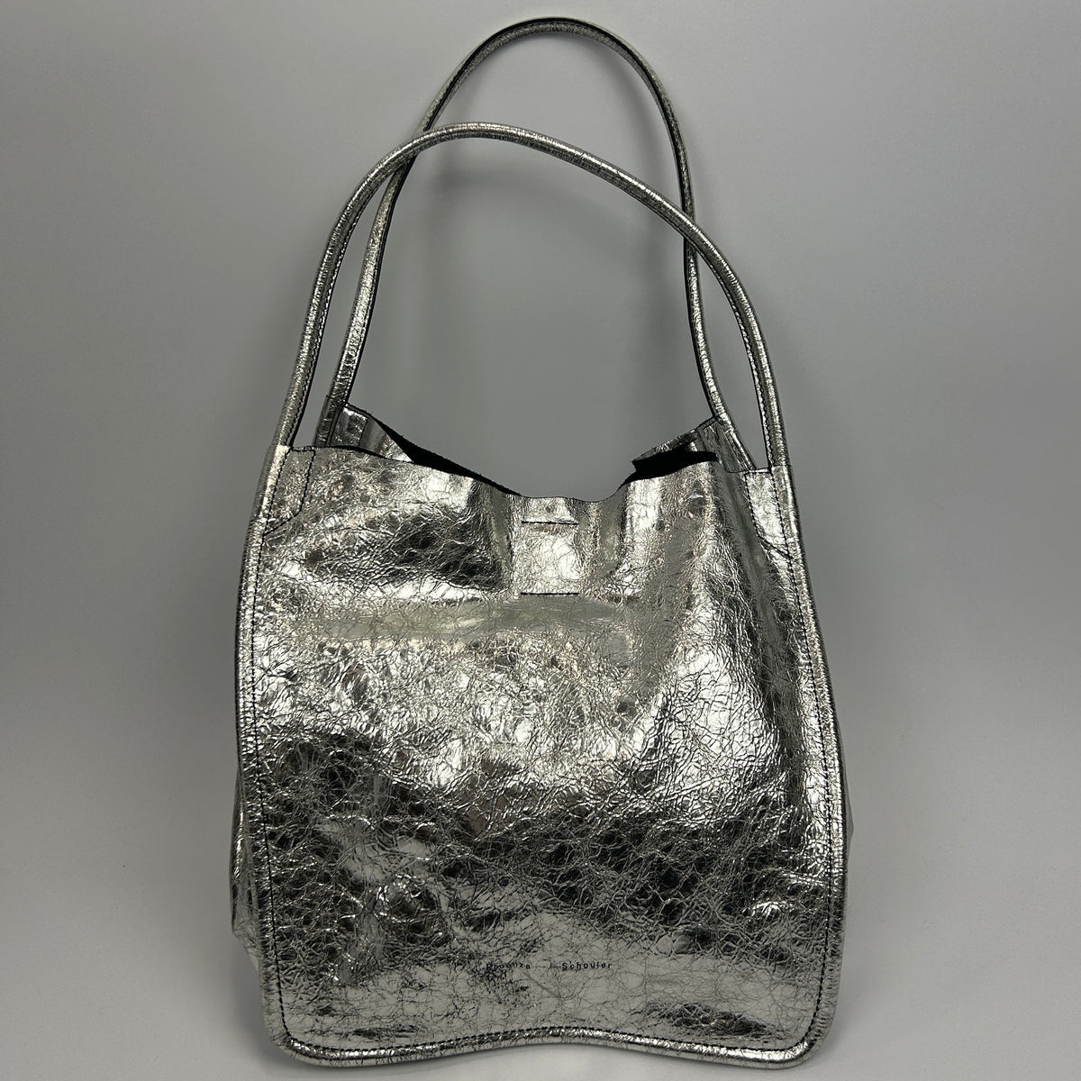Proenza Schouler Silver Crinkle Leather Tote Bag