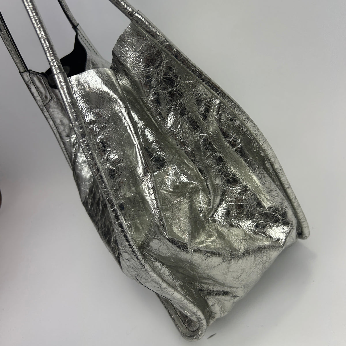 Proenza Schouler Silver Crinkle Leather Tote Bag