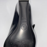 Chanel Brand New £1200 Black Patent Pointed Maryjane Wedge Heels 37.5